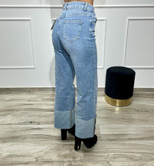 Jeans Wide Leg Risvolto