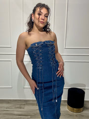 Dress Denim Stringhe