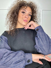 Felpa Crop Denim