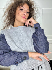 Felpa Crop Denim